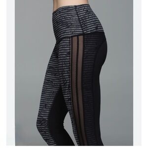 Lululemon Wunder Under Leggings Luxtreme Roll Down Palm Stripe Mesh Size 4
